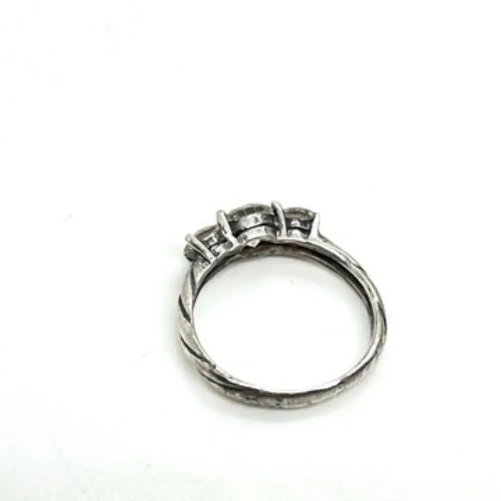 STERLING SILVER RING 925 Three Stone CZ Anniversary Promise Size 6.5